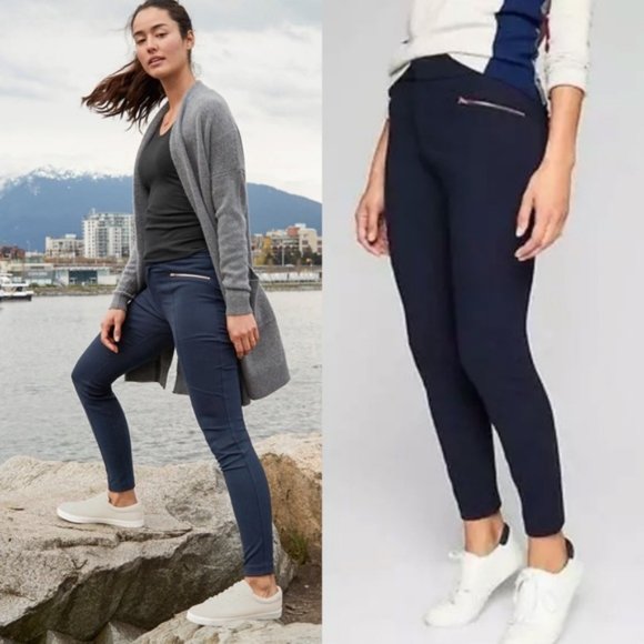 Athleta Pants - ATHLETA Ponte Moto Pants Navy Blue - Size 0
